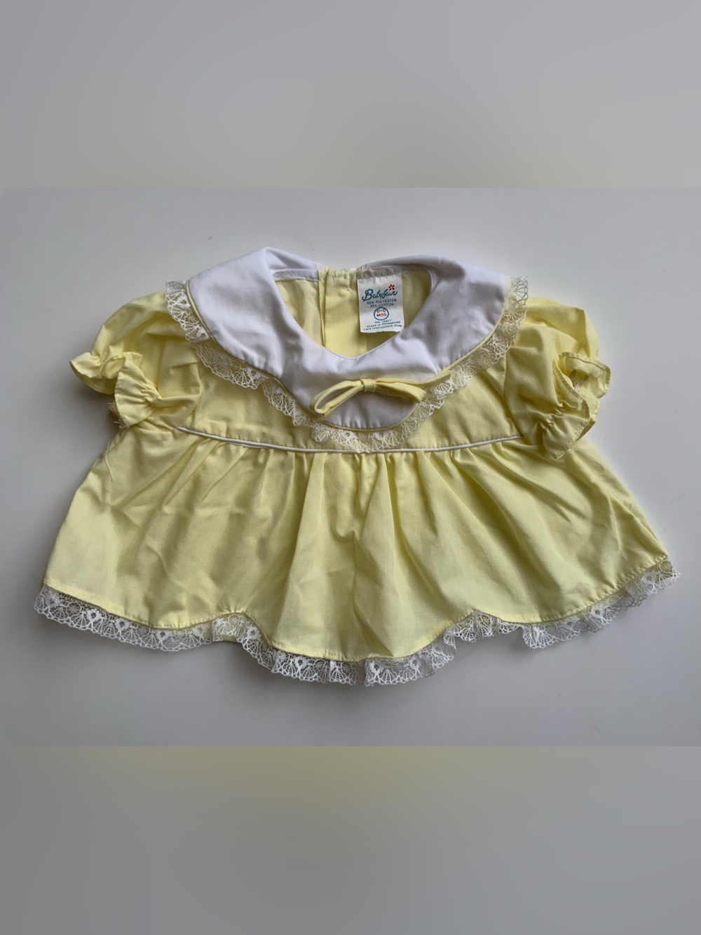 Baby Vintage 70s Yellow Lace Baby Dress